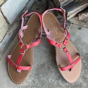 Montego Bay Club orange red Sandals with Minimalist Design Sz-7.5. E